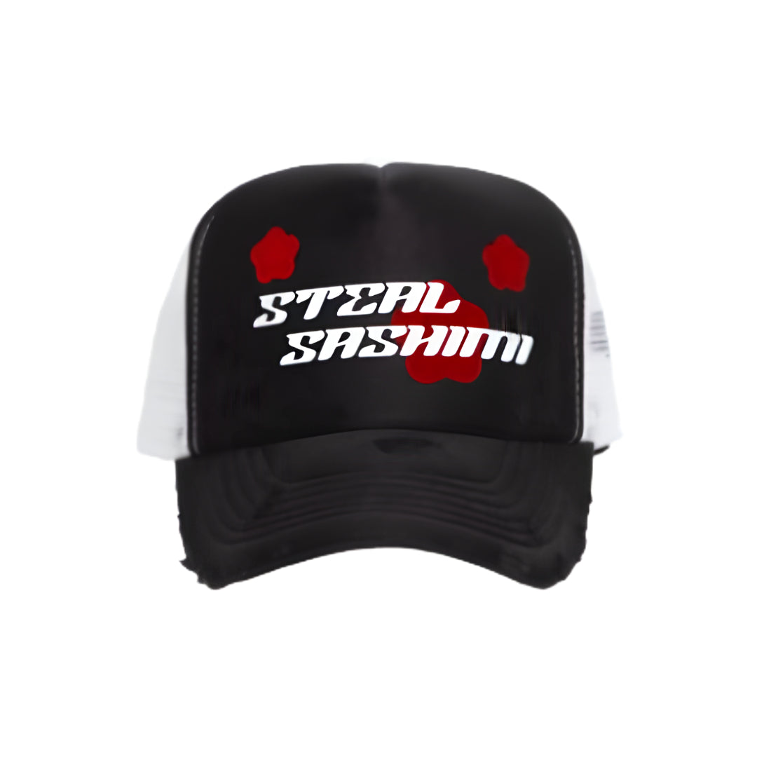 TRUCKER HAT STAR BLACK N WHITE