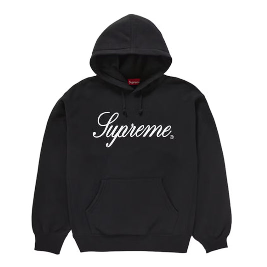 SUPREME EMBROIDERED SCRIPT HOODIE BLACK